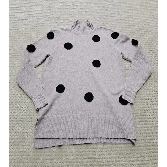 Loft Outlet Sweater Womens Medium Petite Purple With Black Polka Dots - Picture 1 of 7